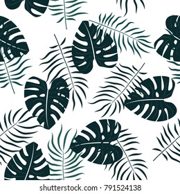 Floral seamless pattern with leaves. tropical background 