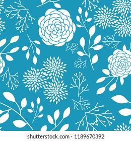 Floral seamless pattern with leaves for wallpaper, textile, fabric, wrapping paper, greeting card, vector background, flower print