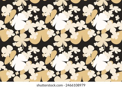 Floral Seamless Pattern, Liberty Ditsy Print With Gently Tiny Flowers. Cute Botanical Design, Pretty Ornament: Hand Drawn Plants, Simple Small Flowers, Tiny on a Light  Background. Vector.