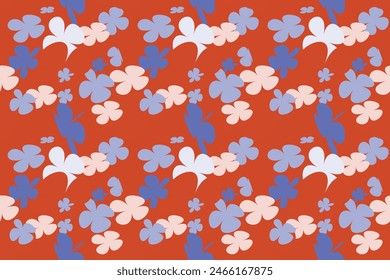 Floral Seamless Pattern, Liberty Ditsy Print With Gently Tiny Flowers. Cute Botanical Design, Pretty Ornament: Hand Drawn Plants, Simple Small Flowers, Tiny on a Light  Background. Vector.