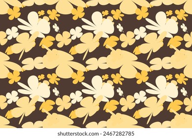 Floral Seamless Pattern, Liberty Ditsy Print With Gently Tiny Flowers. Cute Botanical Design, Pretty Ornament: Hand Drawn Plants, Simple Small Flowers, Tiny on a Light  Background. Vector.