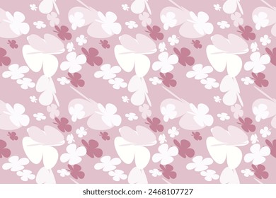 Floral Seamless Pattern, Liberty Ditsy Print With Gently Tiny Flowers. Cute Botanical Design, Pretty Ornament: Hand Drawn Plants, Simple Small Flowers, Tiny on a Light  Background. Vector.