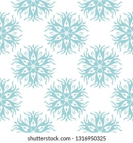 Floral seamless pattern. Light blue flowers on white background