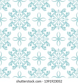 Floral seamless pattern. Light blue flowers on white background