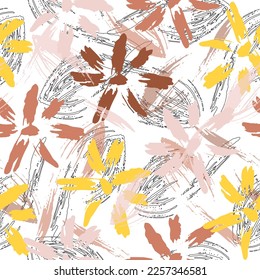 floral seamless pattern in light colors with hand drawn abstract flowers. Vector illustration.