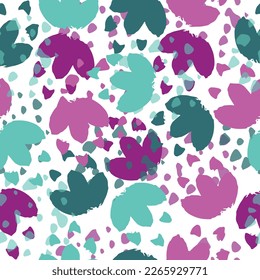 floral seamless pattern in light colors with hand drawn abstract flowers. Mixed small and large blooming flower heads ornament.