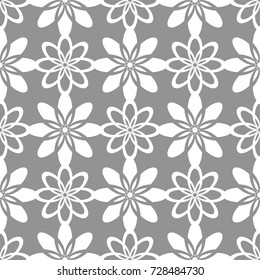 Floral seamless pattern. Light gray background with flower elements for wallpapers and textile