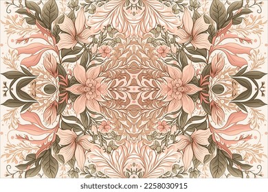 Fondo de color rosa claro de patrón sin costura floral. Resumen línea gráfica estilo retro moderno elegante minimalista. Diseño para textura textil de textura de impresión de arte fondo fondo de papel tapiz de fondo.