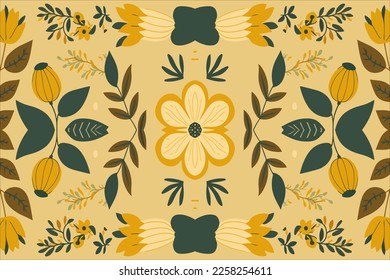 Fondo del tono amarillo claro del patrón sin soldadura floral. Resumen línea gráfica estilo retro moderno elegante minimalista. Diseño para textura textil de textura de impresión de arte fondo fondo de papel tapiz de fondo.