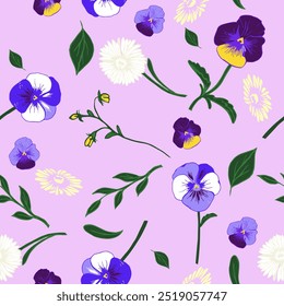 Floral seamless pattern. Lilac flower pattern perfect for textile, wallpaper, fabric design, wrapping paper, digital paper.