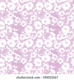 Floral seamless pattern. Lilac flowers background for fabric, wrapping and paper. Decorative print.