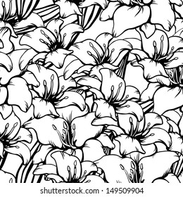 Floral seamless pattern with lilies flowers - vector