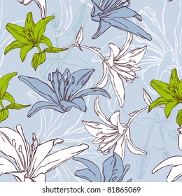 floral seamless pattern with lily