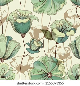 Floral seamless pattern. Lily design