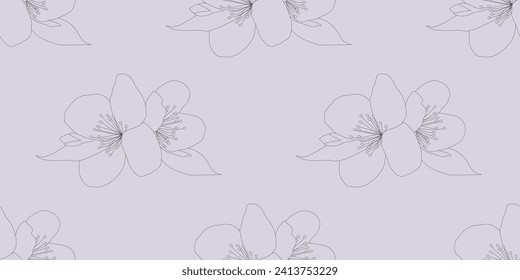 Blumenmuster Nahtlose Muster mit Blumen der Linie, endlose Textur, Tintenskizze-Kunst. Vektorgrafik für Hochzeitseinladungen, Tapete, Textilien, Schleifpapier