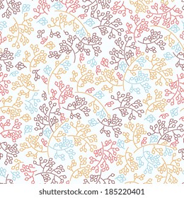 Floral seamless pattern with linear branches. Botanical pattern.