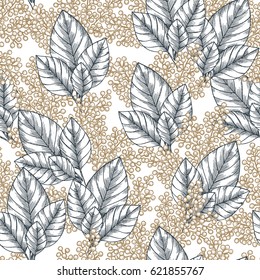 Floral seamless pattern. Linear sketchy style flower elements. Vintage fabric design. Vector illustration