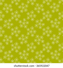 Floral seamless pattern. Lovely daisies on a green background, graphic, hand drawn, vector. For the design and decoration background, wallpaper, packaging, fabrics, textiles.