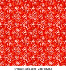 Floral seamless pattern. Lovely daisies on a red background, graphic, hand drawn, vector. For the design and decoration background, wallpaper, packaging, fabrics, textiles.