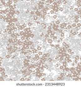 Floral seamless pattern made of blossom meadow daisies. Small flower buds overlaid on grungy dots paint stains texture background. Vibrant winter motif in cartoon style. Botanical print 