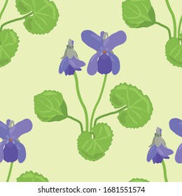 Floral seamless pattern made with hand drawn wild forest viola flowers isolated on white background. Endless spring texture for romantic design, decoration, greeting cards. Vector eps10 illustration