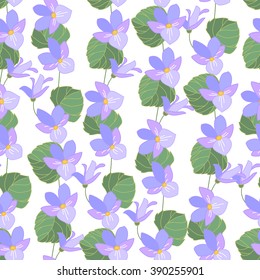 Blumennahtlose Muster aus wilden Waldvioletten. Endlose Textur für romantisches Design, Dekoration, Grußkarten, Plakate, Einladungen, Werbung.