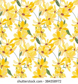 Floral seamless pattern made of yellow daisy flowers. Endless texture for  design, decoration,  greeting cards, posters,  invitations, advertisement.