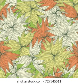Floral seamless pattern with magic flowers.