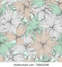 Floral seamless pattern with magic flowers.