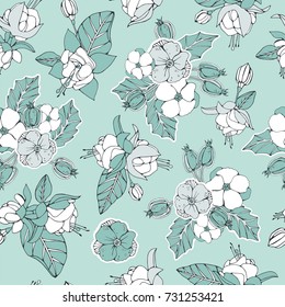 Floral seamless pattern with magic flowers.
