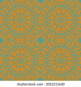 Floral seamless pattern with Mandala.Ethnic tiled ornament. Geometric print design. Vintage repeated background texture.Ceramic tiles texture.