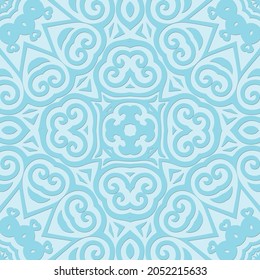 Floral seamless pattern with Mandala.Ethnic tiled ornament. Geometric print design. Vintage repeated background texture.Ceramic tiles texture.