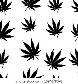 Floral seamless pattern of marijuana cannabis leaves. isolated vector for design and printing on fabric wallpaper