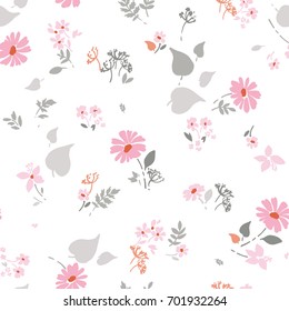 Floral seamless pattern with meadow flowers. Vector background for design and decoration of textiles, wallpapers