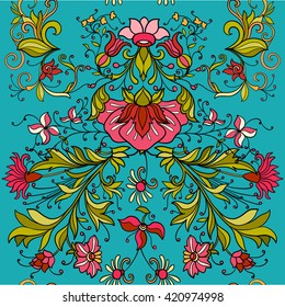 Floral seamless pattern in middle ages style.