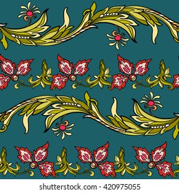Floral seamless pattern in middle ages style.