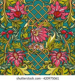 Floral seamless pattern in middle ages style.