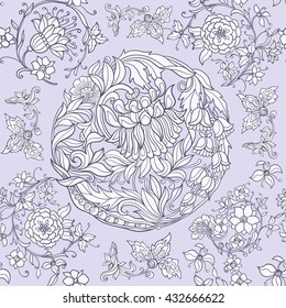 Floral seamless pattern in middle ages style.