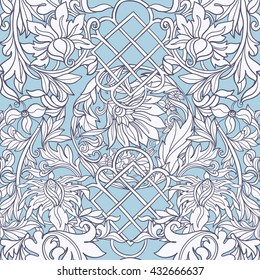 Floral seamless pattern in middle ages style.