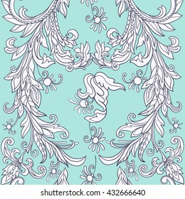 Floral seamless pattern in middle ages style.