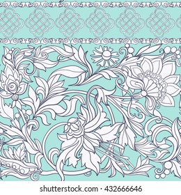 Floral seamless pattern in middle ages style.