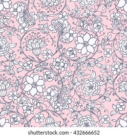 Floral seamless pattern in middle ages style.