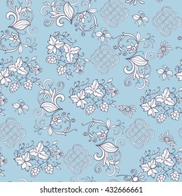 Floral seamless pattern in middle ages style.