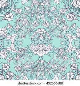 Floral seamless pattern in middle ages style.