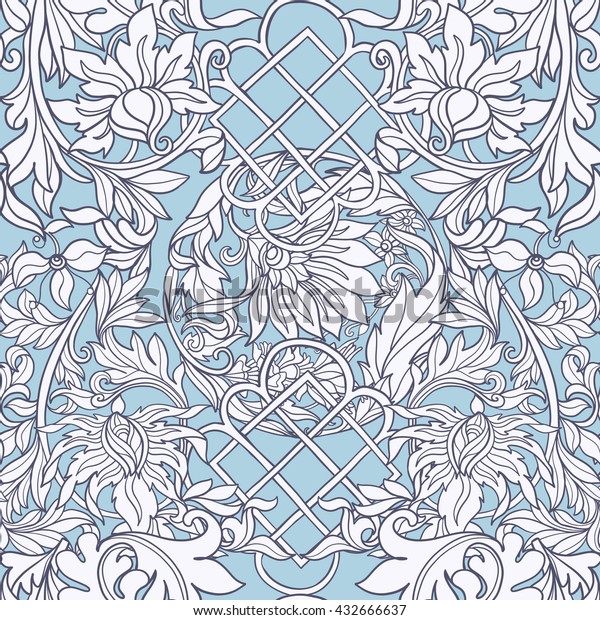  Floral Seamless Pattern Middle Ages Style 