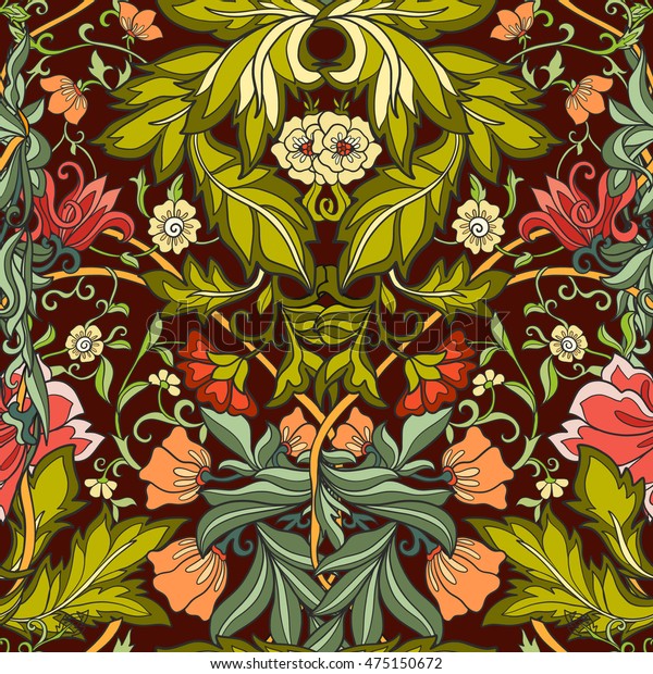 Floral Seamless Pattern Middle Ages Style Stock Vector (Royalty Free ...