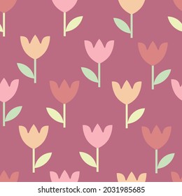 Floral seamless pattern in minimal style. Scandinavian folk style design. Illustration for printing on fabrics, wrapping paper, for packaging design