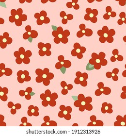 Floral seamless pattern in minimalistic childish style. Flower repeated texture for stylish fabric design or wrapping paper. 
