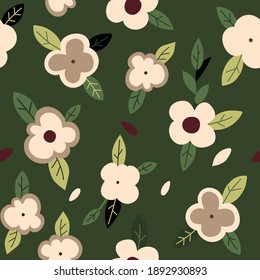Floral seamless pattern in minimalistic style. Flower repeated texture for stylish fabric design or wrapping paper. 
