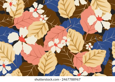Floral seamless pattern, modern floral design for fabric, cotton, wallpaper, satin, gift wrap, carpet.